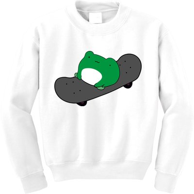 Funny Frog On Skateboard Kids Sweatshirt