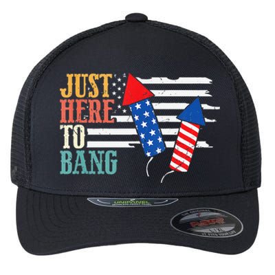 Funny Fourth Of July 4th Of July Im Just Here To Bang Flexfit Unipanel Trucker Cap