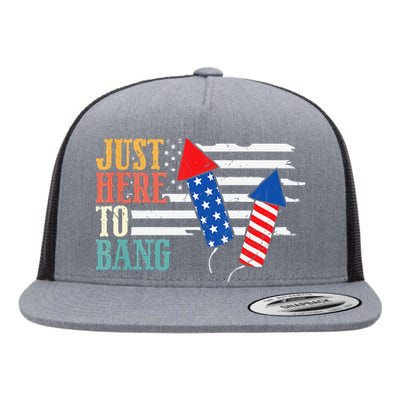 Funny Fourth Of July 4th Of July Im Just Here To Bang Flat Bill Trucker Hat