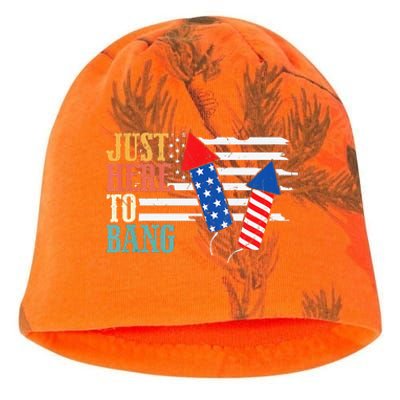 Funny Fourth Of July 4th Of July Im Just Here To Bang Kati - Camo Knit Beanie