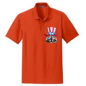 Funny Fourth Of July Fireworks Raccoon Dry Zone Grid Polo