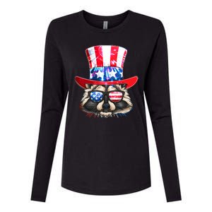 Funny Fourth Of July Fireworks Raccoon Womens Cotton Relaxed Long Sleeve T-Shirt