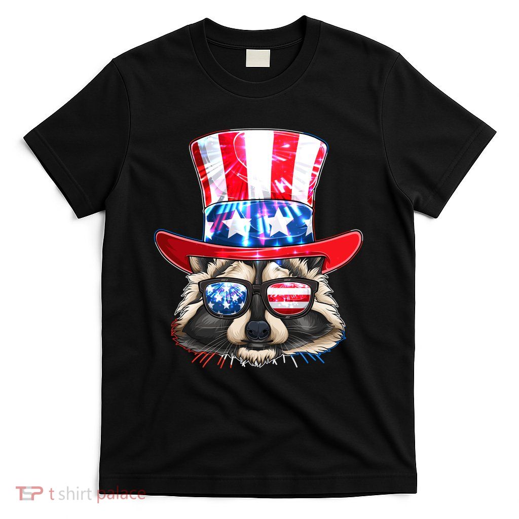 Funny Fourth Of July Fireworks Raccoon T-Shirt