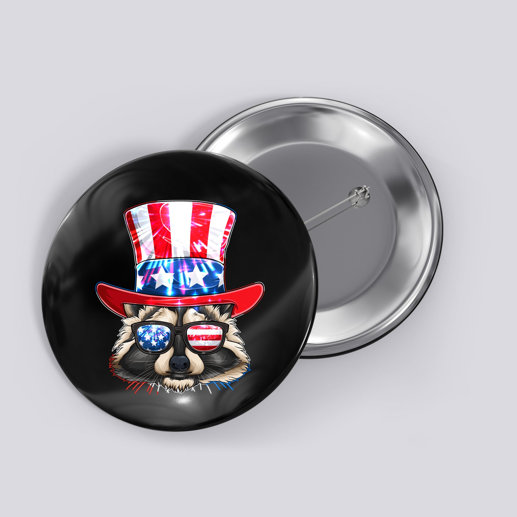 Funny Fourth Of July Fireworks Raccoon Button