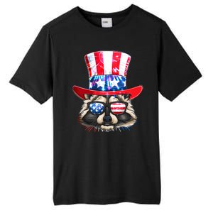 Funny Fourth Of July Fireworks Raccoon Tall Fusion ChromaSoft Performance T-Shirt