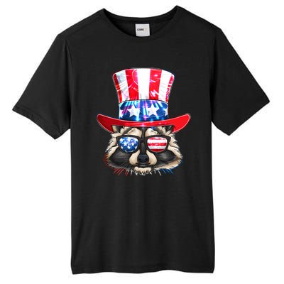 Funny Fourth Of July Fireworks Raccoon Tall Fusion ChromaSoft Performance T-Shirt