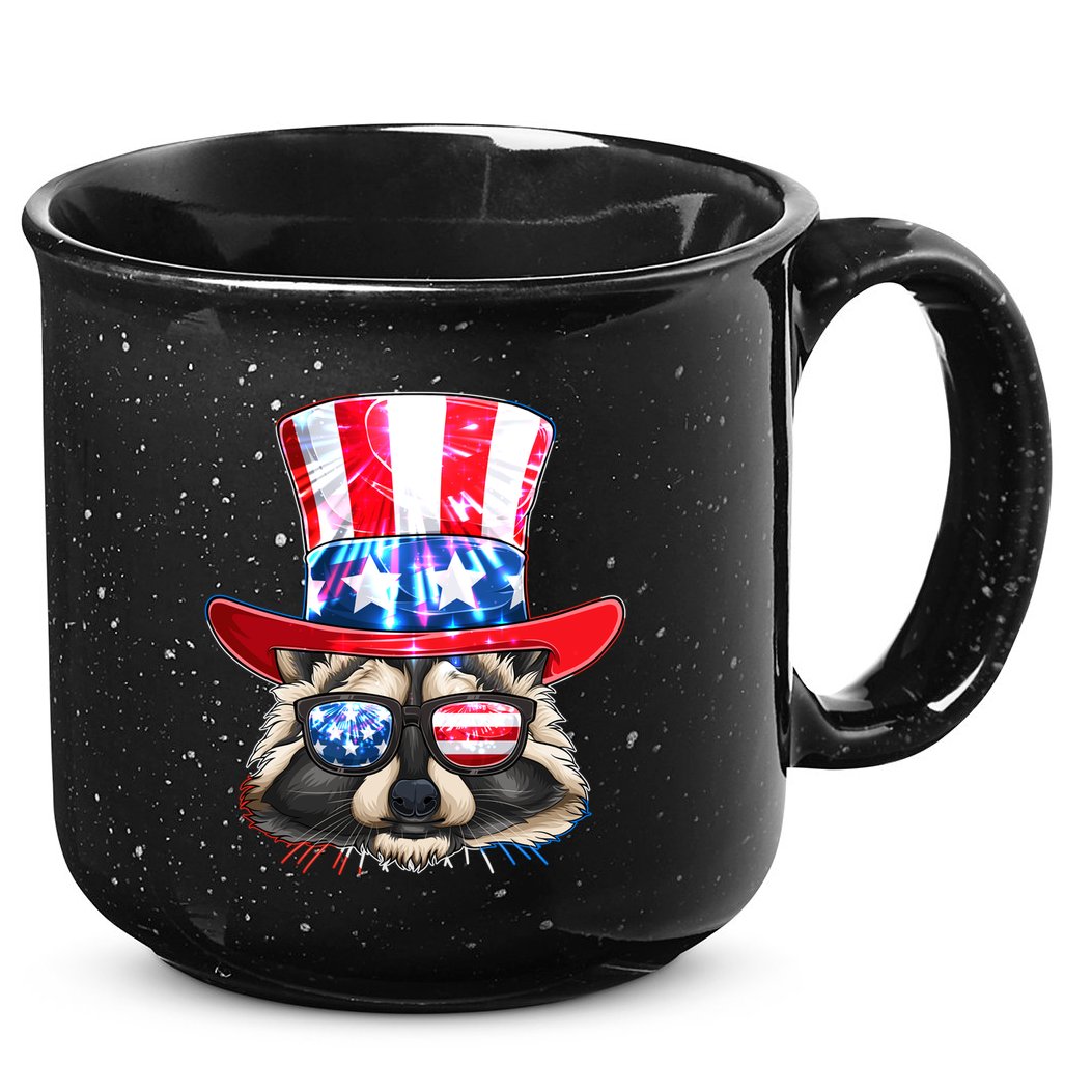 Funny Fourth Of July Fireworks Raccoon 15oz Campfire Ceramic Mug