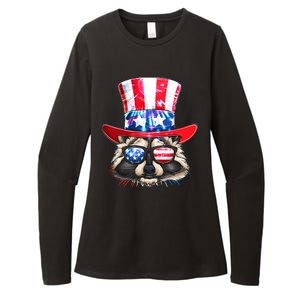 Funny Fourth Of July Fireworks Raccoon Womens CVC Long Sleeve Shirt