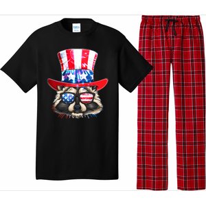 Funny Fourth Of July Fireworks Raccoon Pajama Set