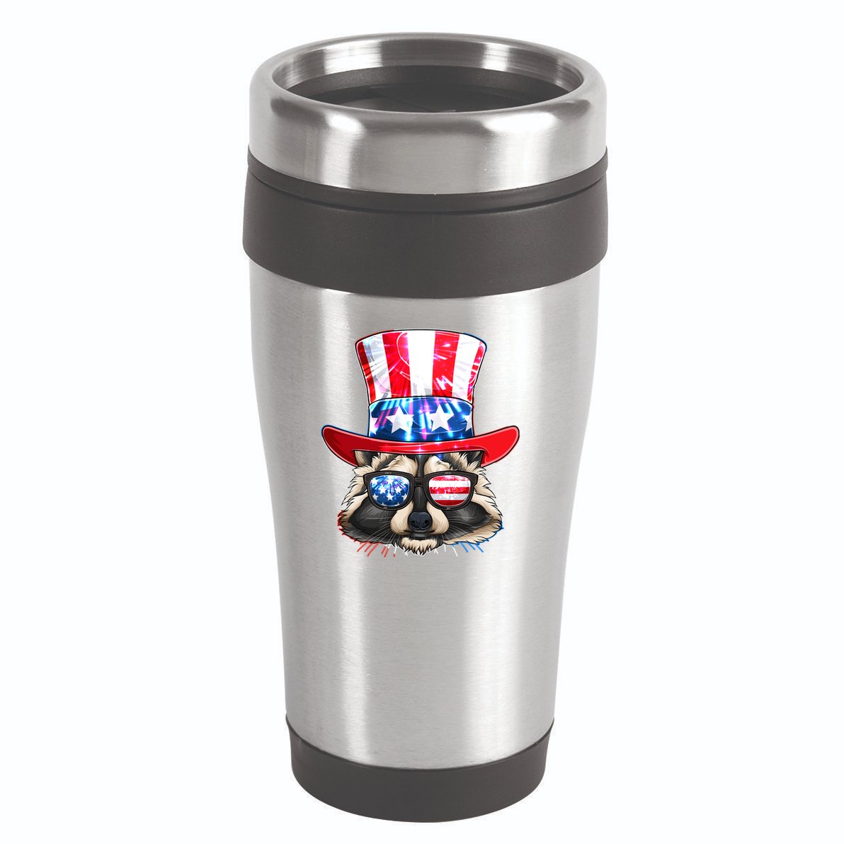 Funny Fourth Of July Fireworks Raccoon 16oz Travel Tumbler