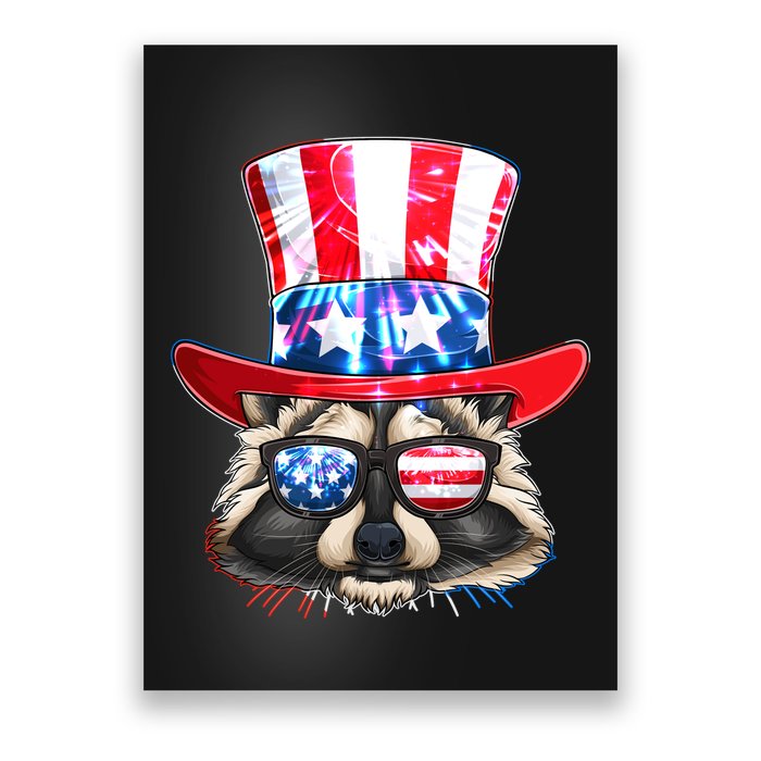 Funny Fourth Of July Fireworks Raccoon Poster