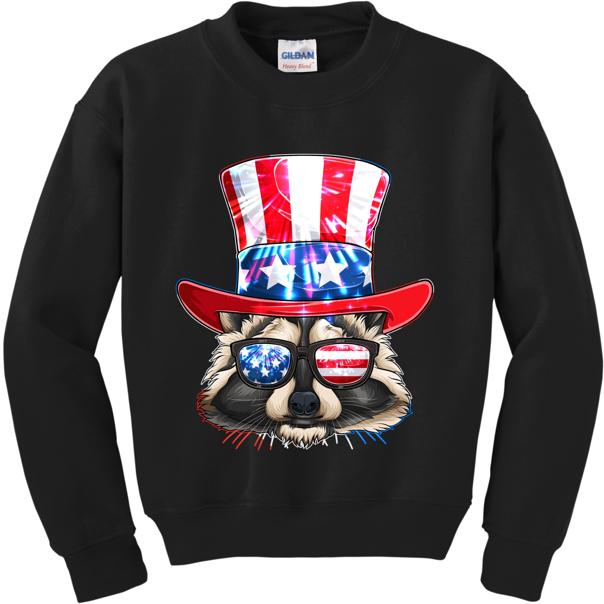 Funny Fourth Of July Fireworks Raccoon Kids Sweatshirt