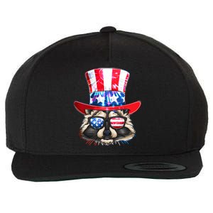 Funny Fourth Of July Fireworks Raccoon Wool Snapback Cap