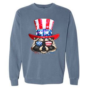 Funny Fourth Of July Fireworks Raccoon Garment-Dyed Sweatshirt