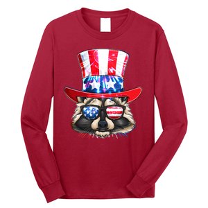 Funny Fourth Of July Fireworks Raccoon Long Sleeve Shirt