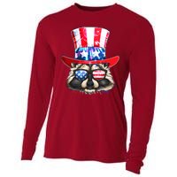 Funny Fourth Of July Fireworks Raccoon Cooling Performance Long Sleeve Crew