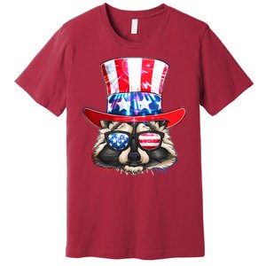 Funny Fourth Of July Fireworks Raccoon Premium T-Shirt