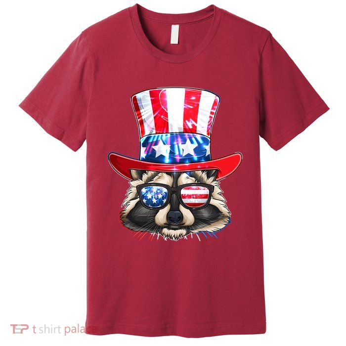 Funny Fourth Of July Fireworks Raccoon Premium T-Shirt