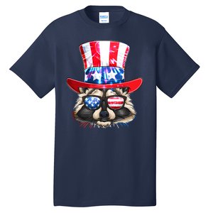 Funny Fourth Of July Fireworks Raccoon Tall T-Shirt