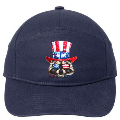 Funny Fourth Of July Fireworks Raccoon 7-Panel Snapback Hat