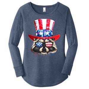 Funny Fourth Of July Fireworks Raccoon Women's Perfect Tri Tunic Long Sleeve Shirt