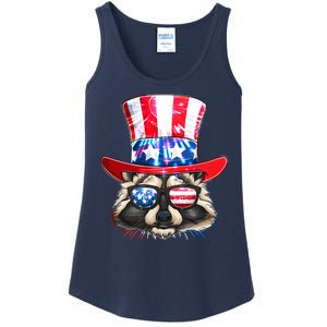 Funny Fourth Of July Fireworks Raccoon Ladies Essential Tank