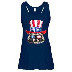 Funny Fourth Of July Fireworks Raccoon Ladies Essential Flowy Tank