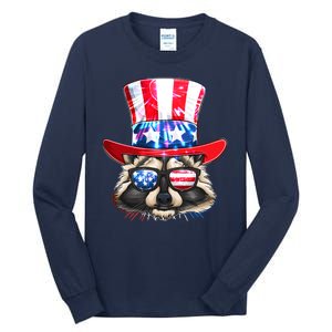 Funny Fourth Of July Fireworks Raccoon Tall Long Sleeve T-Shirt