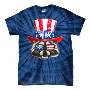 Funny Fourth Of July Fireworks Raccoon Tie-Dye T-Shirt