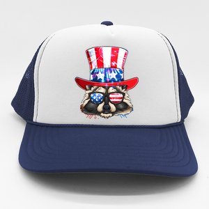 Funny Fourth Of July Fireworks Raccoon Trucker Hat