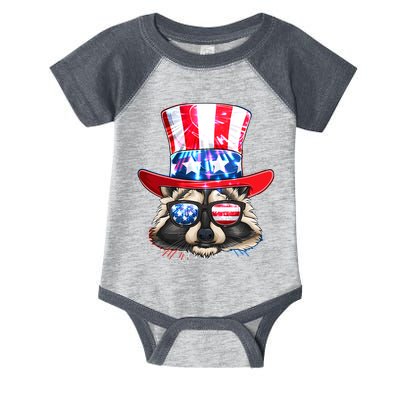 Funny Fourth Of July Fireworks Raccoon Infant Baby Jersey Bodysuit