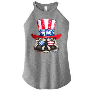 Funny Fourth Of July Fireworks Raccoon Women's Perfect Tri Rocker Tank