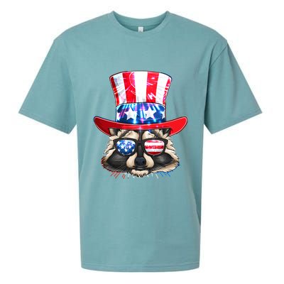 Funny Fourth Of July Fireworks Raccoon Sueded Cloud Jersey T-Shirt