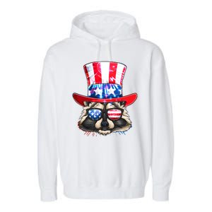 Funny Fourth Of July Fireworks Raccoon Garment-Dyed Fleece Hoodie