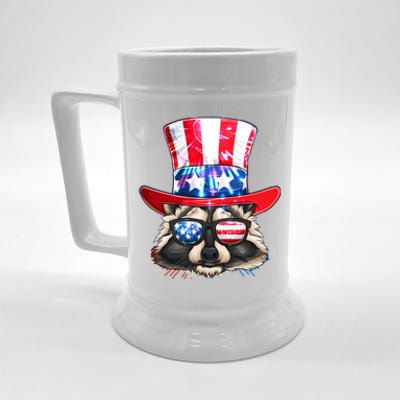 Funny Fourth Of July Fireworks Raccoon Beer Stein