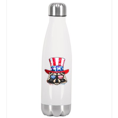 Funny Fourth Of July Fireworks Raccoon Stainless Steel Insulated Water Bottle