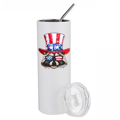 Funny Fourth Of July Fireworks Raccoon Stainless Steel Tumbler