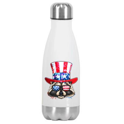 Funny Fourth Of July Fireworks Raccoon Stainless Steel Insulated Water Bottle