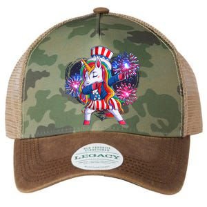 Funny Fourth Of July Fireworks Dabbing Unicorn Legacy Tie Dye Trucker Hat