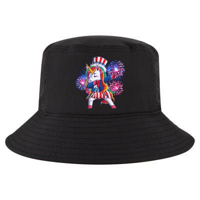 Funny Fourth Of July Fireworks Dabbing Unicorn Cool Comfort Performance Bucket Hat