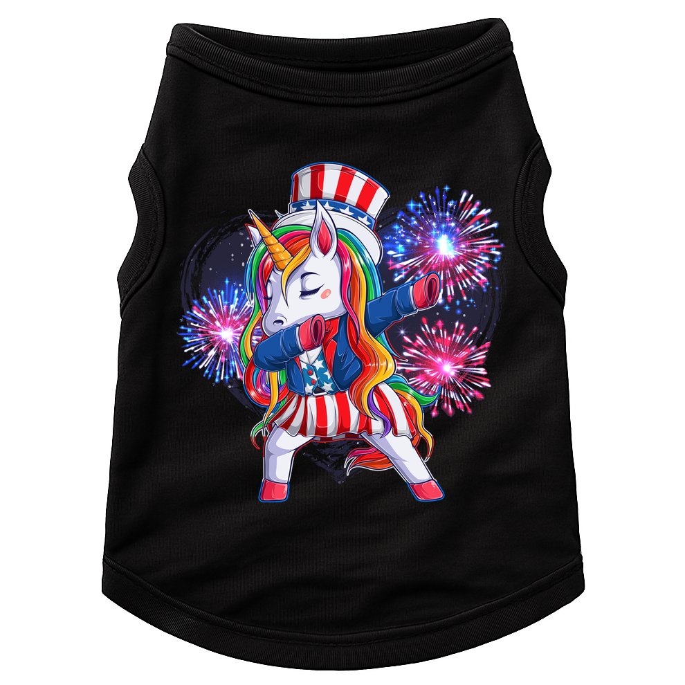 Funny Fourth Of July Fireworks Dabbing Unicorn Doggie Tank