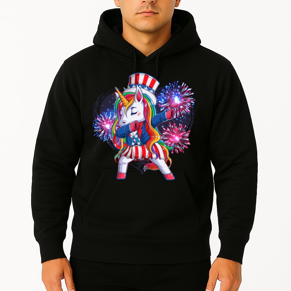 Funny Fourth Of July Fireworks Dabbing Unicorn Hoodie