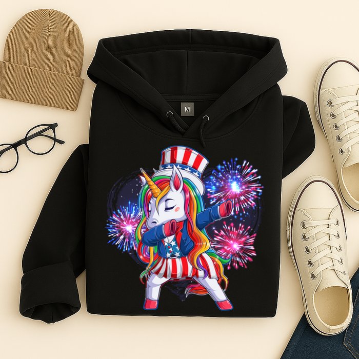 Funny Fourth Of July Fireworks Dabbing Unicorn Hoodie