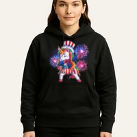 Funny Fourth Of July Fireworks Dabbing Unicorn Hoodie