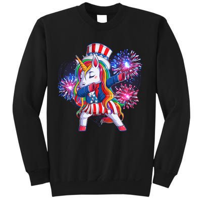 Funny Fourth Of July Fireworks Dabbing Unicorn Sweatshirt