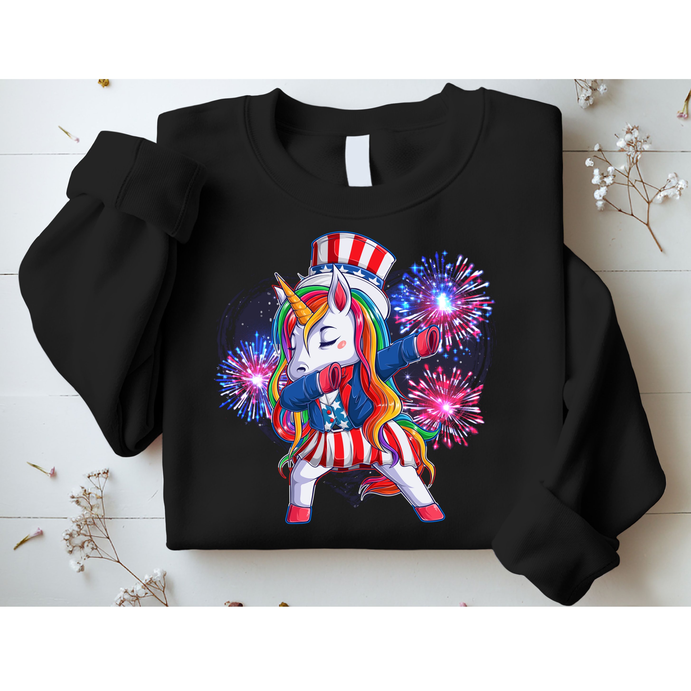 Funny Fourth Of July Fireworks Dabbing Unicorn Sweatshirt