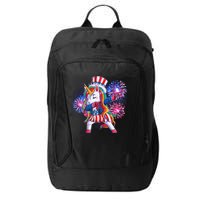 Funny Fourth Of July Fireworks Dabbing Unicorn City Backpack