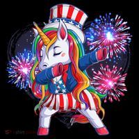 Funny Fourth Of July Fireworks Dabbing Unicorn City Backpack