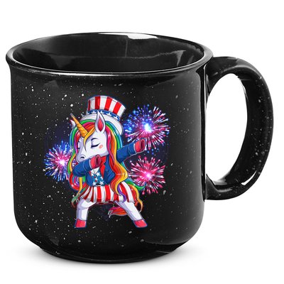 Funny Fourth Of July Fireworks Dabbing Unicorn 15oz Campfire Ceramic Mug