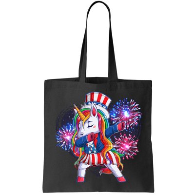 Funny Fourth Of July Fireworks Dabbing Unicorn Bag